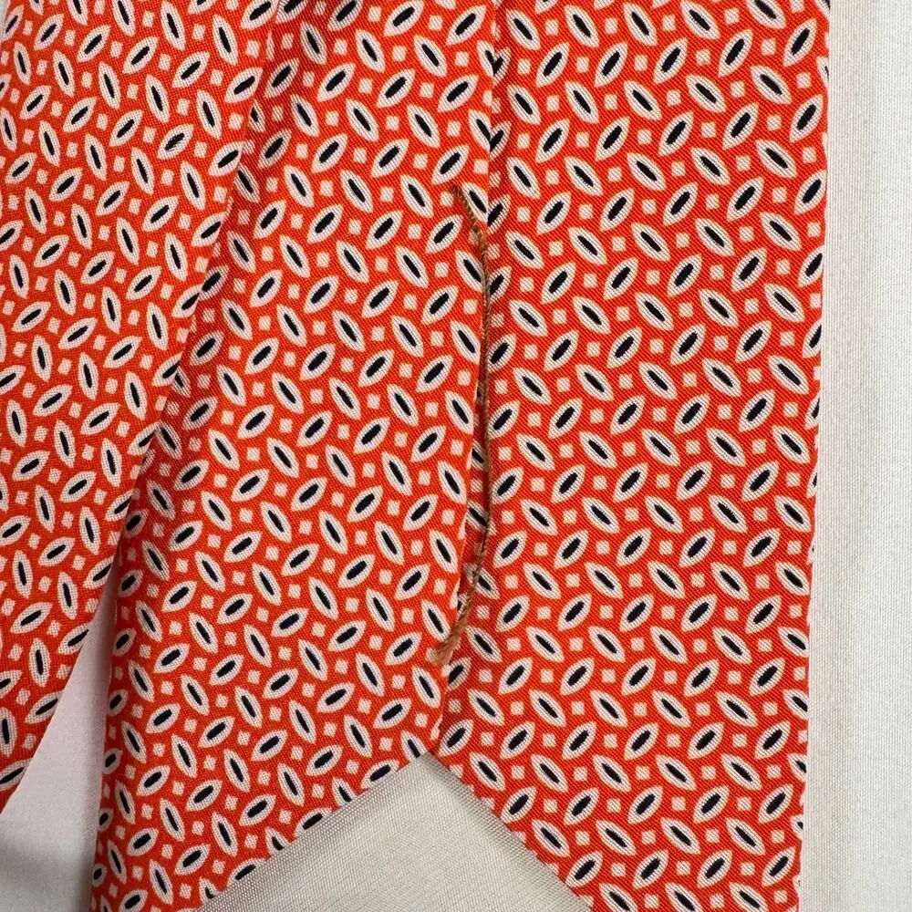 Polo Ralph Lauren Geometric Necktie 100% Silk Orange Made In USA Classic Preppy
